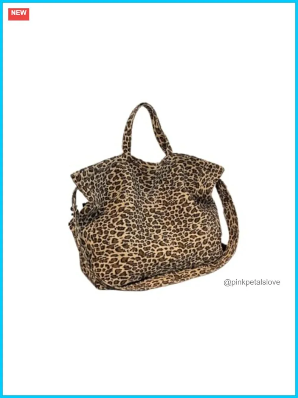 Large-capacity Hobo Shoulder Bag with Leopard Print Polyester